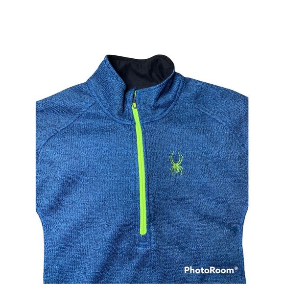 Spyder Shirt Men Large Blue Lightweight Long Sleeve Quarter Zip Sweater - Picture 2 of 6